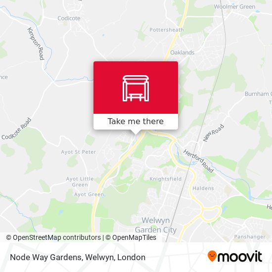 Node Way Gardens, Welwyn map