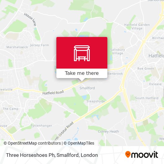 Three Horseshoes Ph, Smallford map
