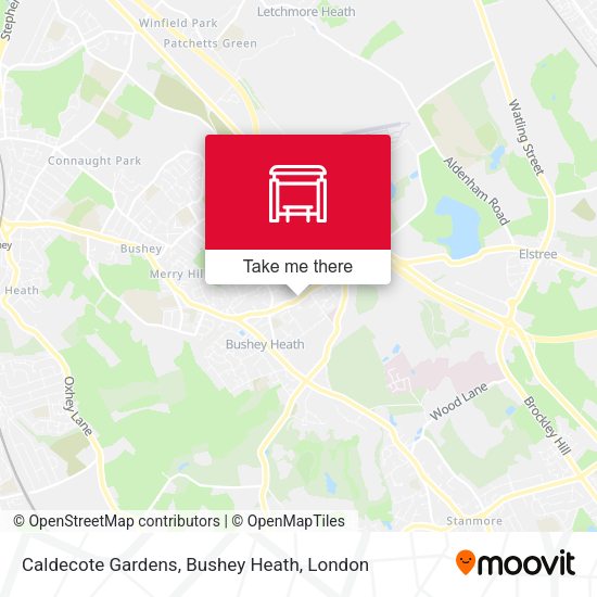 Caldecote Gardens, Bushey Heath map