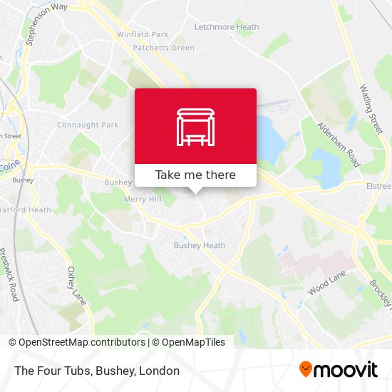 The Four Tubs, Bushey map
