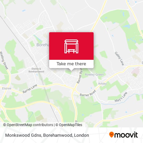 Monkswood Gdns, Borehamwood map