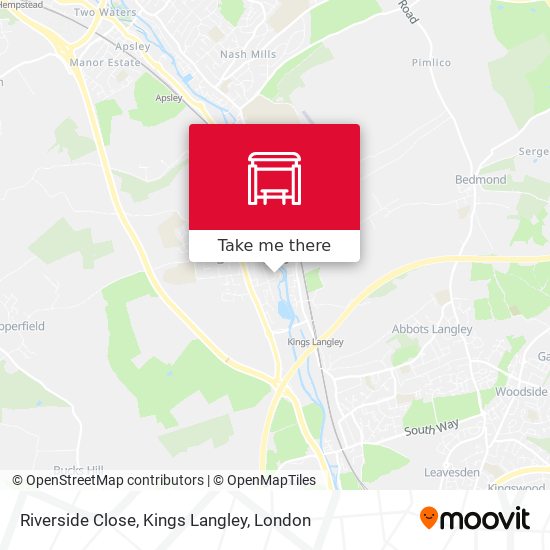Riverside Close, Kings Langley map