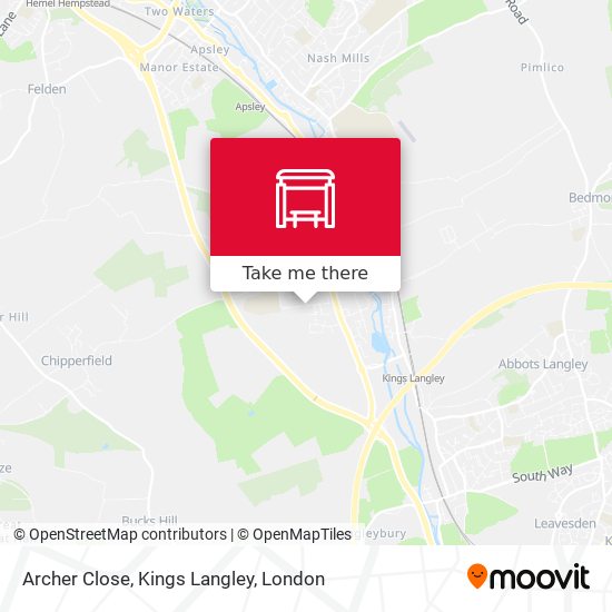 Archer Close, Kings Langley map