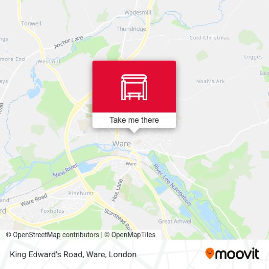 King Edward's Road, Ware map