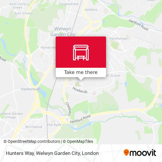 Hunters Way, Welwyn Garden City map