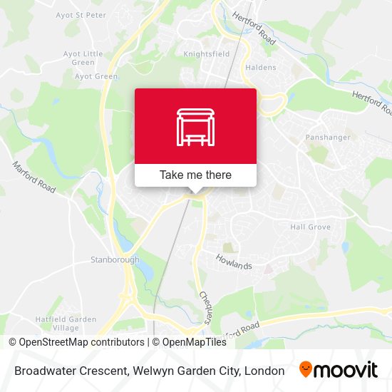 Broadwater Crescent, Welwyn Garden City map