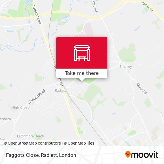 Faggots Close, Radlett map