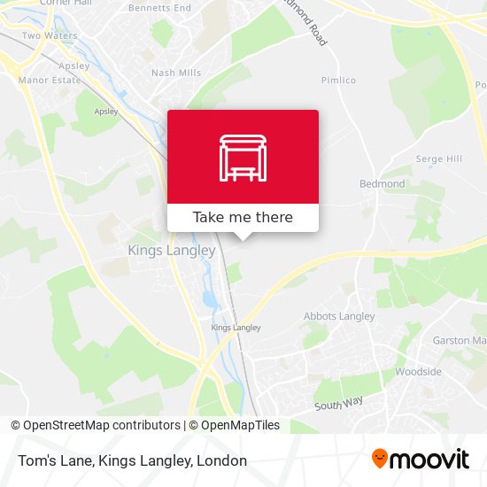 Tom's Lane, Kings Langley map