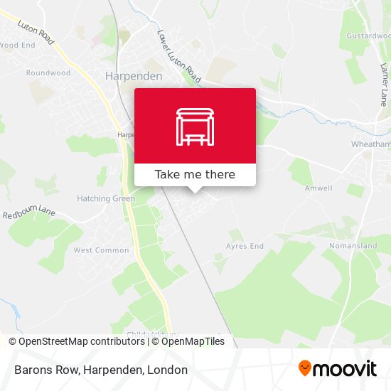 Barons Row, Harpenden map