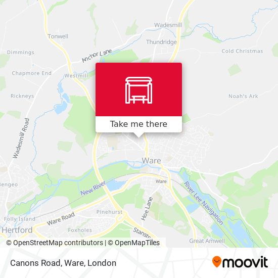 Canons Road, Ware map