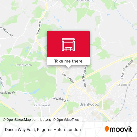 Danes Way East, Pilgrims Hatch map
