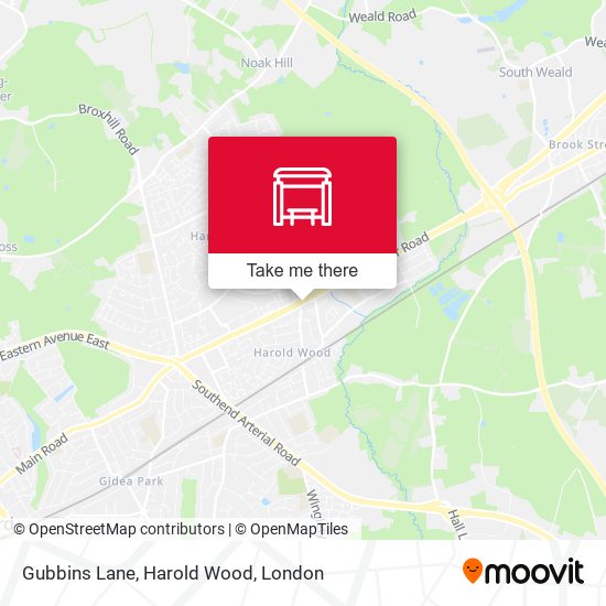 Gubbins Lane, Harold Wood map