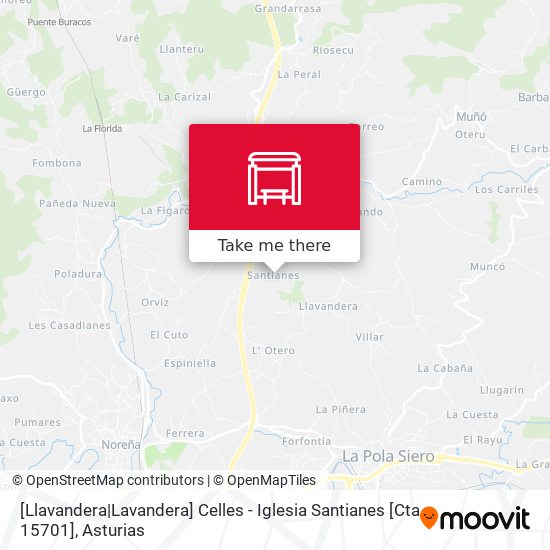 [Llavandera|Lavandera]  Celles - Iglesia Santianes [Cta 15701] map
