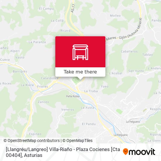 [Llangréu / Langreo]  Villa-Riaño - Plaza Cocienes [Cta 00404] map