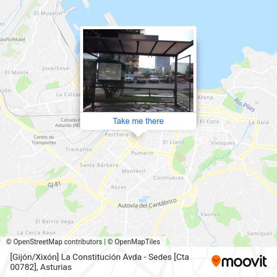 [Gijón / Xixón]  La Constitución Avda - Sedes [Cta 00782] map