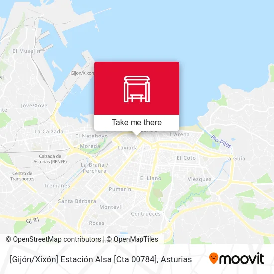 [Gijón / Xixón]  Estación Alsa [Cta 00784] map