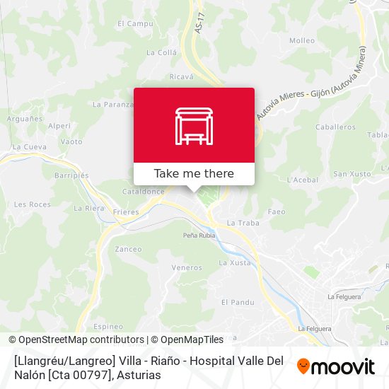 mapa [Llangréu / Langreo]  Villa - Riaño - Hospital Valle Del Nalón [Cta 00797]