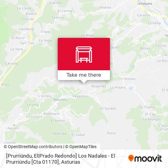 [Prurriúndu, El|Prado Redondo]  Los Nadales - El Prurriúndu [Cta 01170] map