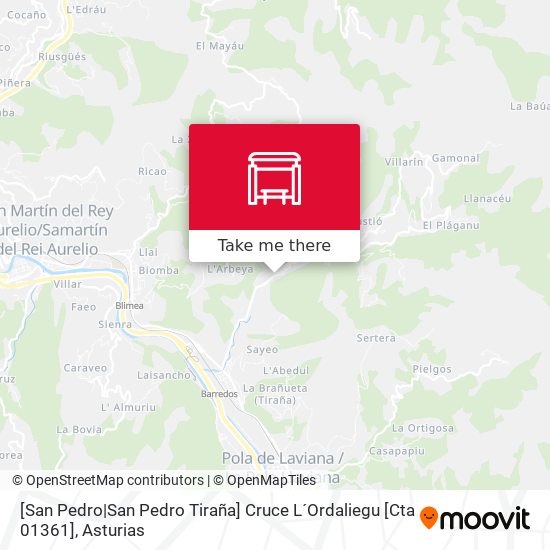 [San Pedro|San Pedro Tiraña]  Cruce L´Ordaliegu [Cta 01361] map