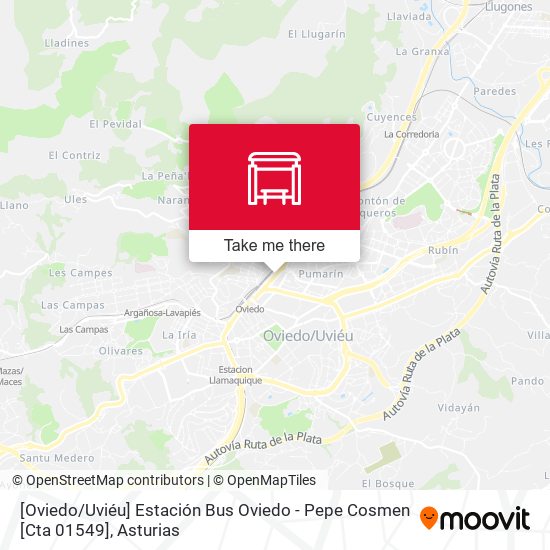 [Oviedo / Uviéu]  Estación Bus Oviedo - Pepe Cosmen [Cta 01549] map