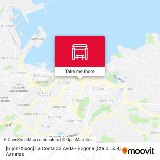 [Gijón / Xixón]  La Costa 33 Avda - Begoña [Cta 01554] map