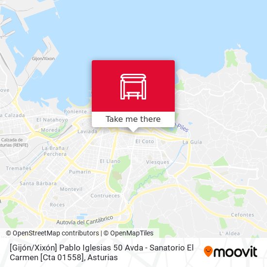 [Gijón / Xixón]  Pablo Iglesias 50 Avda - Sanatorio El Carmen [Cta 01558] map