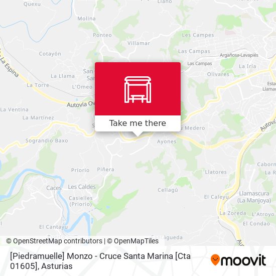 [Piedramuelle]  Monzo - Cruce Santa Marina [Cta 01605] map