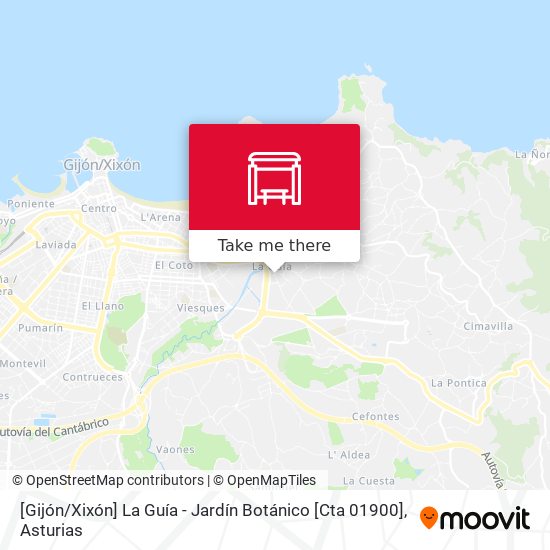 [Gijón / Xixón]  La Guía - Jardín Botánico [Cta 01900] map