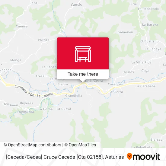 [Ceceda / Cecea]  Cruce Ceceda [Cta 02158] map