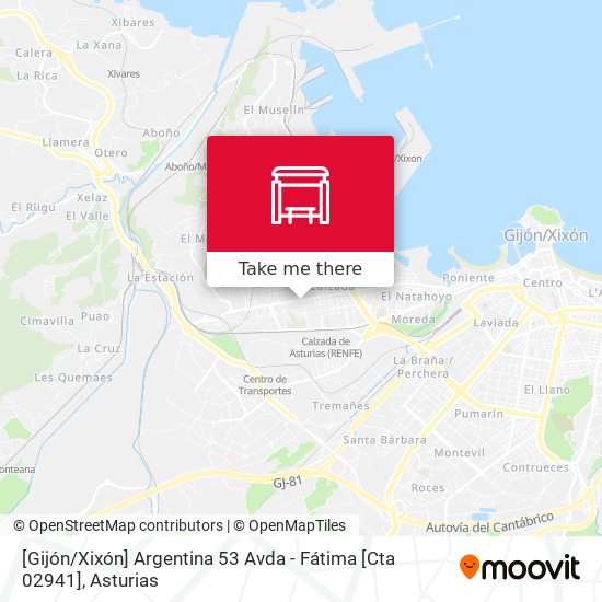 [Gijón / Xixón]  Argentina 53 Avda - Fátima [Cta 02941] map