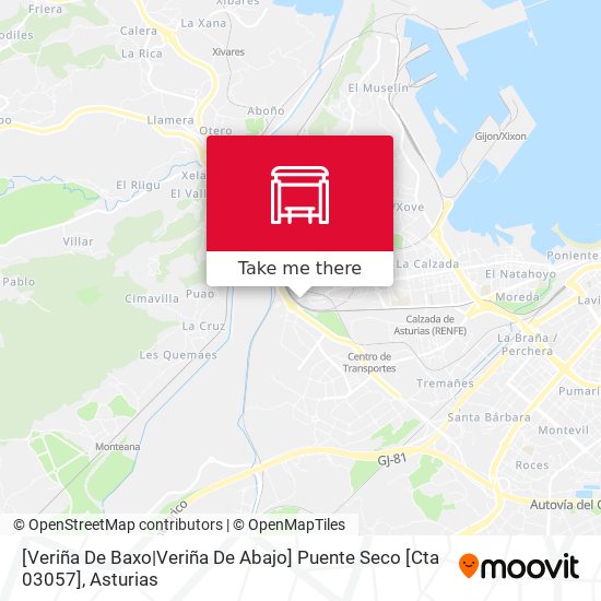 [Veriña De Baxo|Veriña De Abajo]  Puente Seco [Cta 03057] map