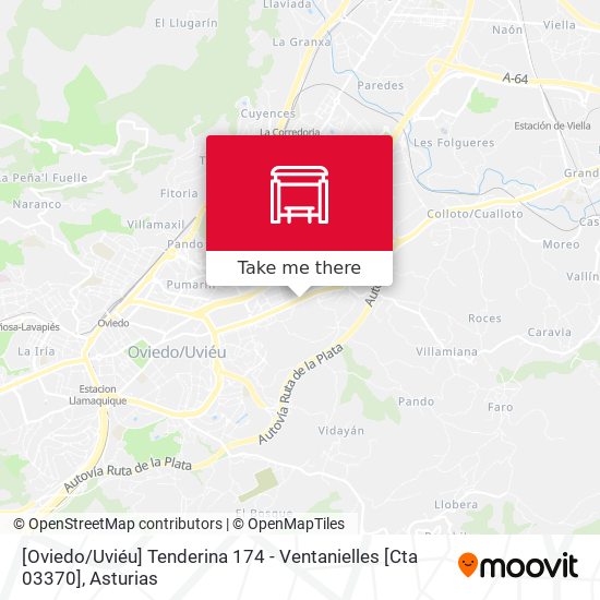 [Oviedo / Uviéu]  Tenderina 174 - Ventanielles [Cta 03370] map