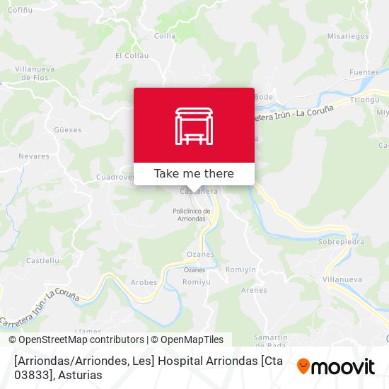 [Arriondas / Arriondes, Les]  Hospital Arriondas [Cta 03833] map