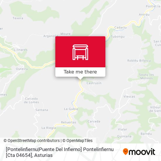 [Pontelinfiernu|Puente Del Infierno]  Pontelinfiernu [Cta 04654] map