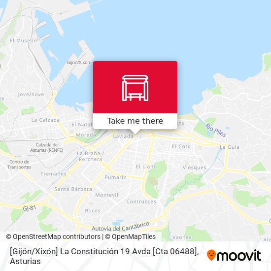 [Gijón / Xixón]  La Constitución 19 Avda [Cta 06488] map