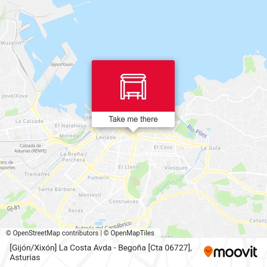 [Gijón / Xixón]  La Costa Avda - Begoña [Cta 06727] map
