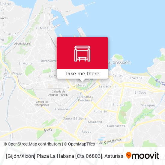 [Gijón / Xixón]  Plaza La Habana [Cta 06803] map