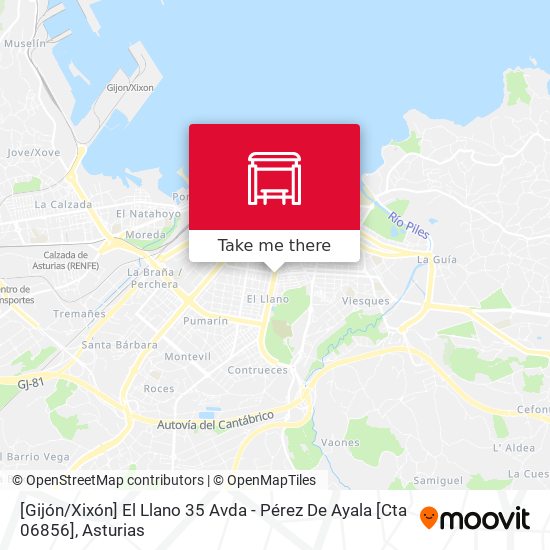 [Gijón / Xixón]  El Llano 35 Avda - Pérez De Ayala [Cta 06856] map