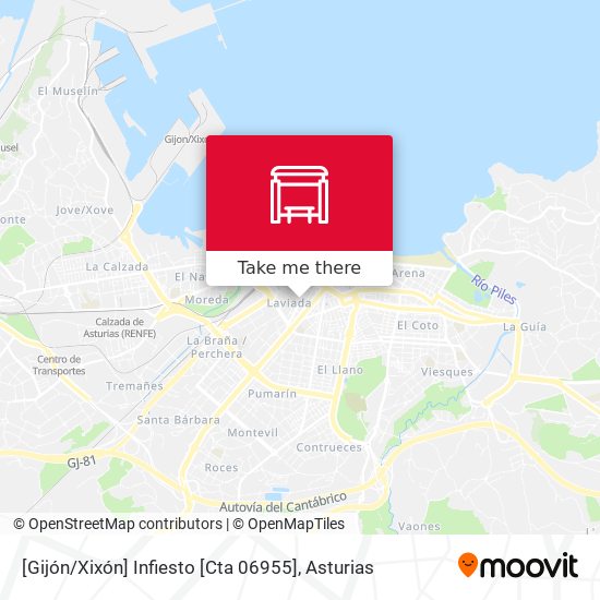 [Gijón / Xixón]  Infiesto [Cta 06955] map