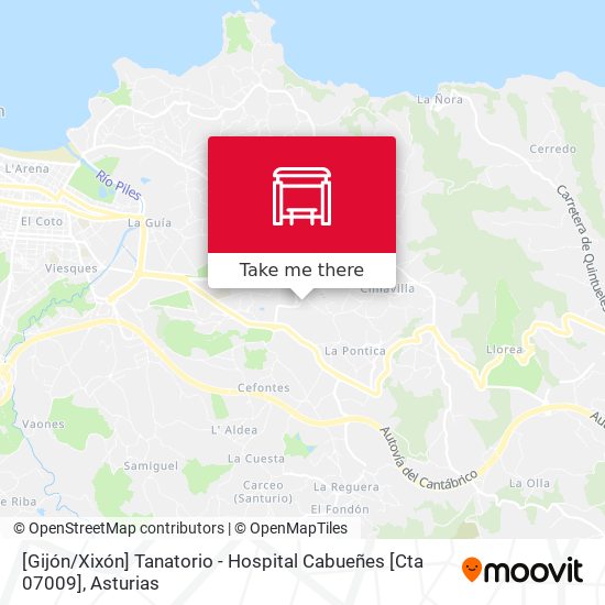 mapa [Gijón / Xixón]  Tanatorio - Hospital Cabueñes [Cta 07009]