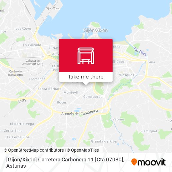 [Gijón / Xixón]  Carretera Carbonera 11 [Cta 07080] map