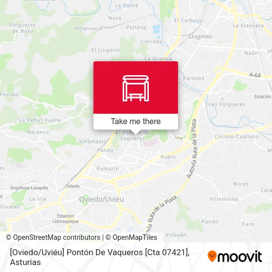 [Oviedo / Uviéu]  Pontón De Vaqueros [Cta 07421] map