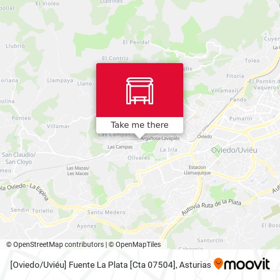 [Oviedo / Uviéu]  Fuente La Plata [Cta 07504] map