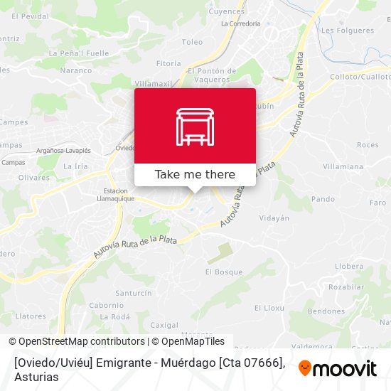[Oviedo / Uviéu]  Emigrante - Muérdago [Cta 07666] map