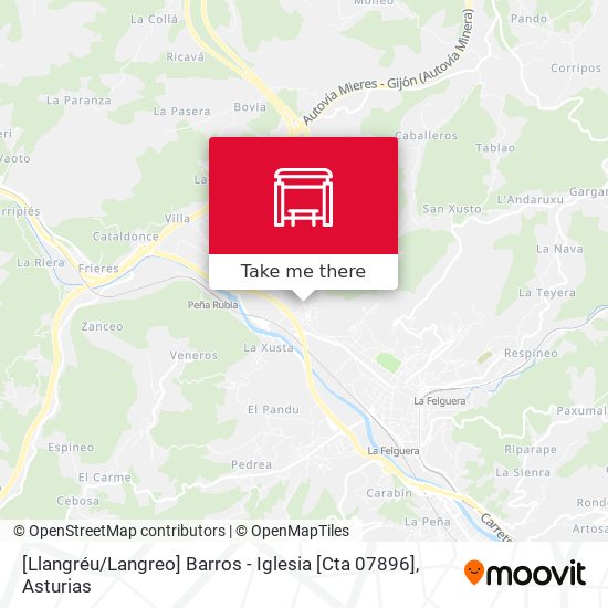 mapa [Llangréu / Langreo]  Barros  - Iglesia [Cta 07896]