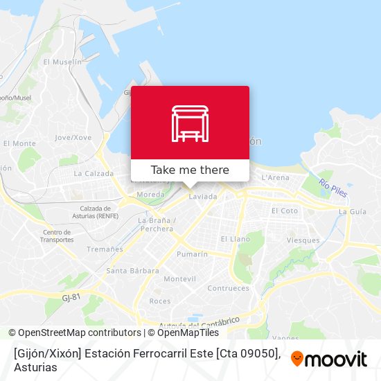 [Gijón / Xixón]  Estación Ferrocarril Este [Cta 09050] map