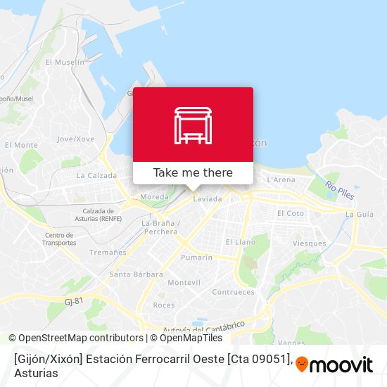 [Gijón / Xixón]  Estación Ferrocarril Oeste [Cta 09051] map