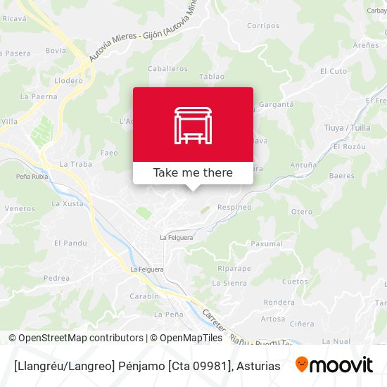 [Llangréu / Langreo]  Pénjamo [Cta 09981] map