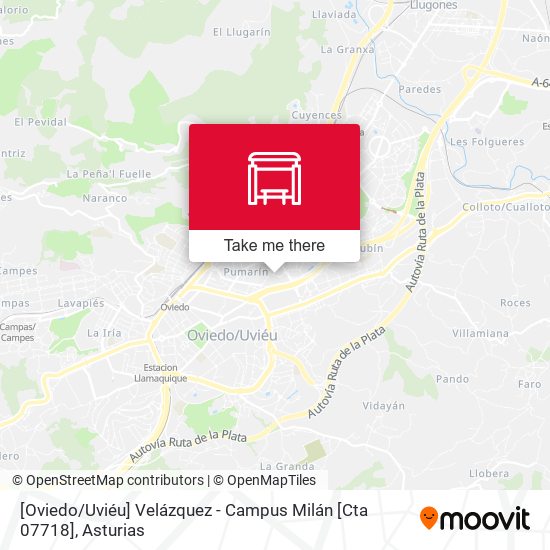 [Oviedo / Uviéu]  Velázquez - Campus Milán [Cta 07718] map