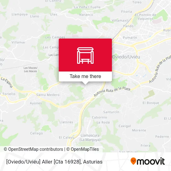 [Oviedo / Uviéu]  Aller [Cta 16928] map